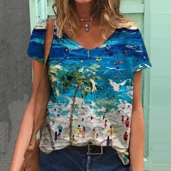 women's t-shirt seaside beach print women summer 2021 landscape t-shirts female short sleeve v-neck tee shirt plus size, White
women's t-shirt seaside beach print women summer 2021 landscape t-shirts female short sleeve v-neck tee shirt plus size, White