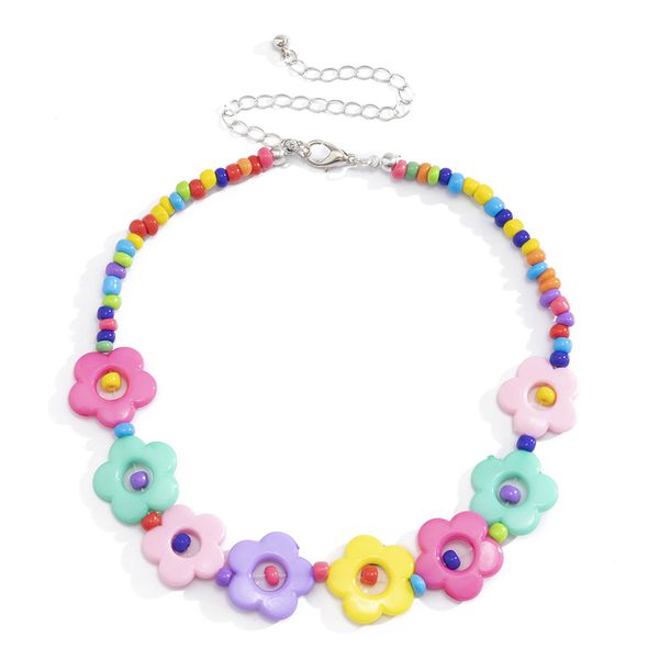 fashion seed beaded necklaces simple retro personality hollow flowers short clavicle chain temperament colored flower acrylic necklace jewel, Silver
fashion seed beaded necklaces simple retro personality hollow flowers short clavicle chain temperament colored flower acrylic necklace jewel, Silver