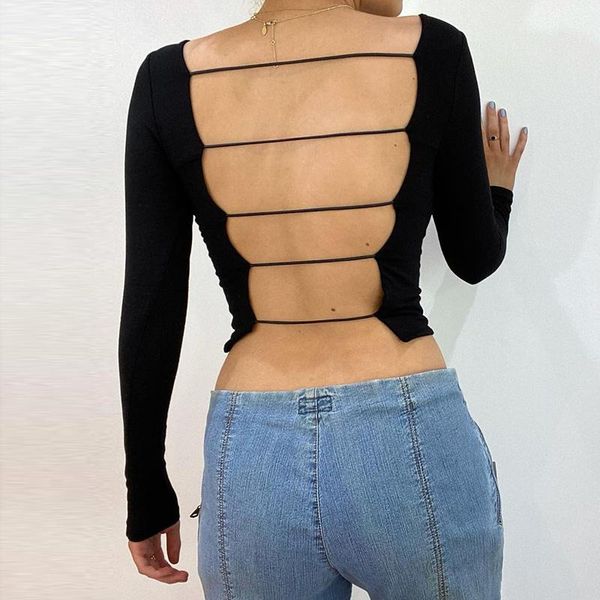 women's t-shirt hirigin women backless hollow out skinny t-shirts spring autumn crop elegant full sleeve pullovers tee shirt clothe, White
women's t-shirt hirigin women backless hollow out skinny t-shirts spring autumn crop elegant full sleeve pullovers tee shirt clothe, White