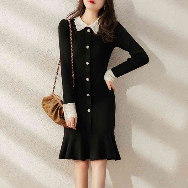 casual dresses women single breasted turn down collar knitted black sweater spring long sleeve elegant slim bodycon knee mermaid dress lyxr, Black;gray
casual dresses women single breasted turn down collar knitted black sweater spring long sleeve elegant slim bodycon knee mermaid dress lyxr, Black;gray