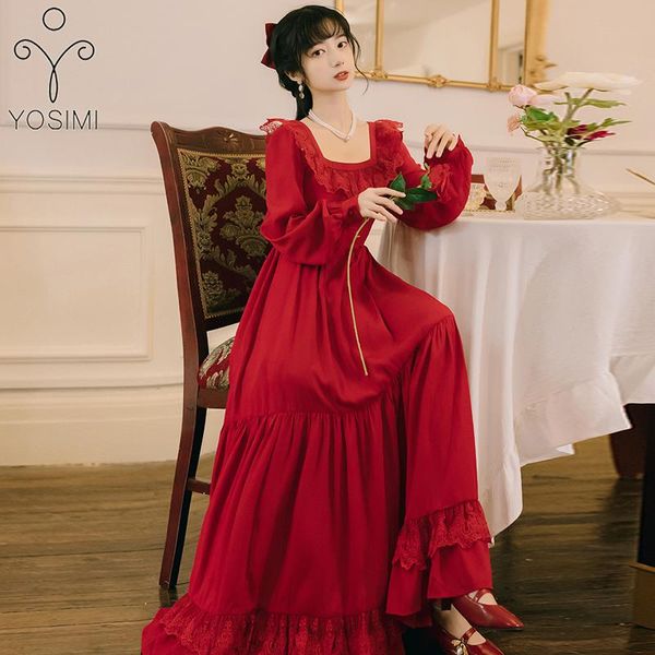 casual dresses yosimi red chiffon long women dress 2021 autumn elegant lace square collar ankle-length sleeve empire evening party, Black;gray
casual dresses yosimi red chiffon long women dress 2021 autumn elegant lace square collar ankle-length sleeve empire evening party, Black;gray