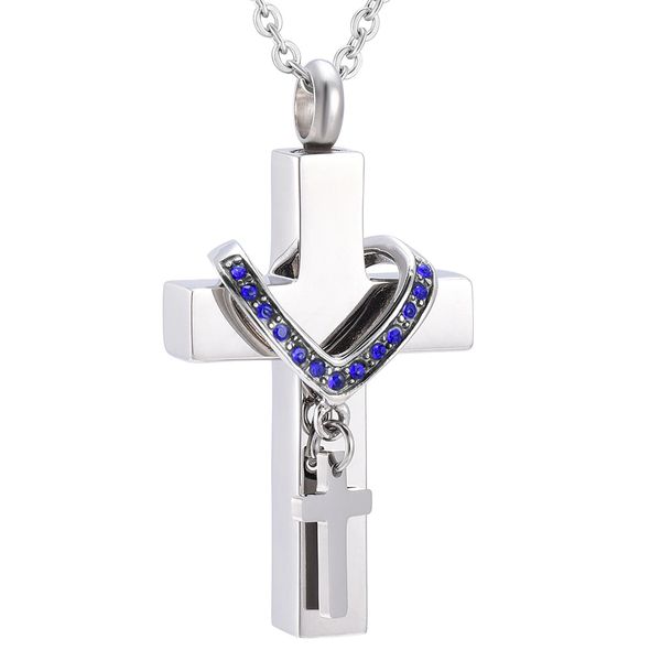 12 colors birthstones crystal double cross urn necklace keepsake memorial pendant for women dad mom cremation funeral jewelry, Silver
12 colors birthstones crystal double cross urn necklace keepsake memorial pendant for women dad mom cremation funeral jewelry, Silver
