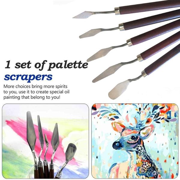 craft tools 5pcs painting knife wooden handle stainless steel spatula kit palette for oil fine professional art
craft tools 5pcs painting knife wooden handle stainless steel spatula kit palette for oil fine professional art
