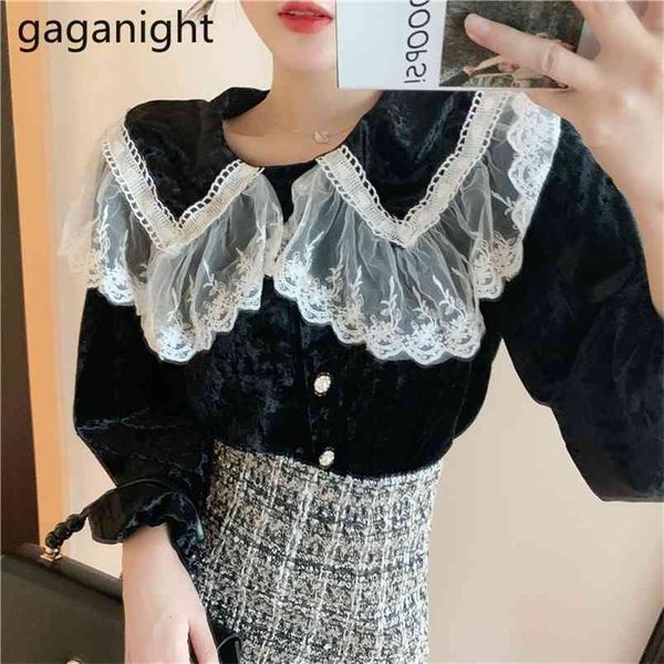 velvet women vintage blouse black lace patchwork fashion shirts long sleeve lady chic korean blusas outwear blouses 210601, White
velvet women vintage blouse black lace patchwork fashion shirts long sleeve lady chic korean blusas outwear blouses 210601, White