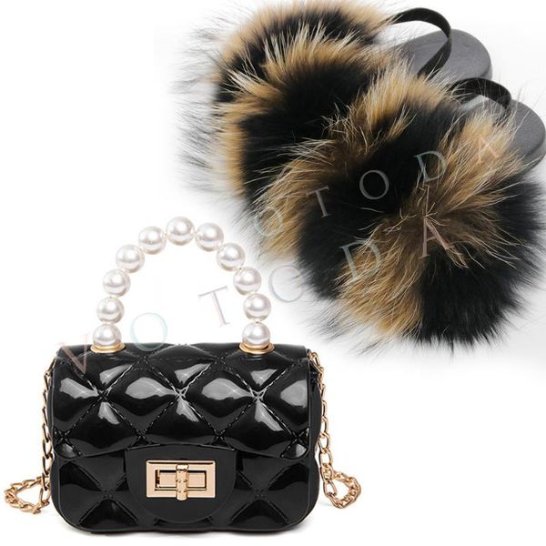 children fur slippers jelly bag set toddler slides with strap girl real fluffy flip flop baby raccoon rainbow shoes slipper, Black;grey
children fur slippers jelly bag set toddler slides with strap girl real fluffy flip flop baby raccoon rainbow shoes slipper, Black;grey