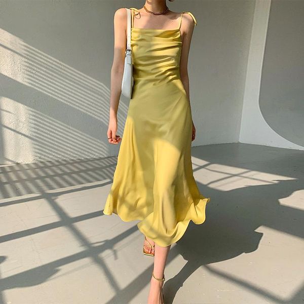casual dresses dabourfeel satin lace up long dress spaghetti strap a line party club bar 2021 fashion elegant vestidos, Black;gray
casual dresses dabourfeel satin lace up long dress spaghetti strap a line party club bar 2021 fashion elegant vestidos, Black;gray