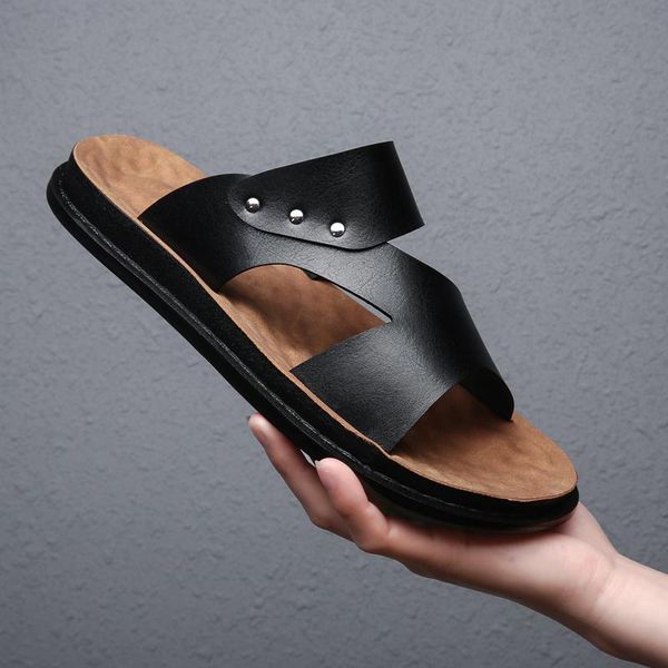 sandals summer man beach cork slippers casual men buckle genuine leather slip on shoes, Black
sandals summer man beach cork slippers casual men buckle genuine leather slip on shoes, Black