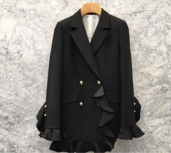 women's suits & blazers 2021 spring and autumn korean style fashion ruffled waist small suit double breasted jacket women, White;black
women's suits & blazers 2021 spring and autumn korean style fashion ruffled waist small suit double breasted jacket women, White;black