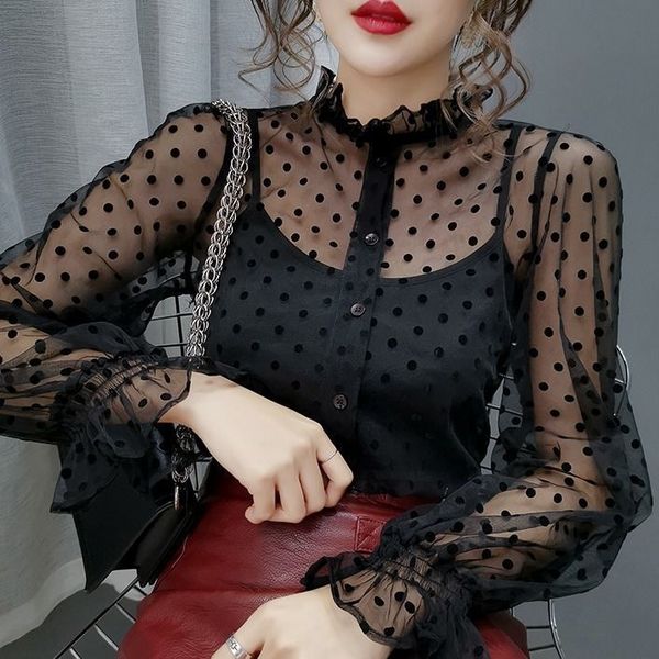 spring dot blouses shirts tees female stand neck full flare sleeve elasticity tank 2 pcs 210510, White
spring dot blouses shirts tees female stand neck full flare sleeve elasticity tank 2 pcs 210510, White