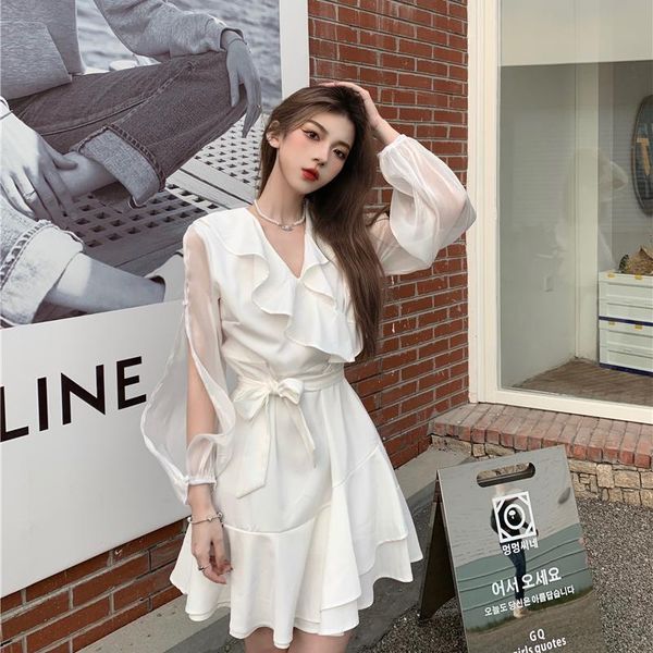 casual dresses v-neck bandage hollow out autumn sweet style chic a-line ruffles white dress for women korean clothes fashion, Black;gray
casual dresses v-neck bandage hollow out autumn sweet style chic a-line ruffles white dress for women korean clothes fashion, Black;gray