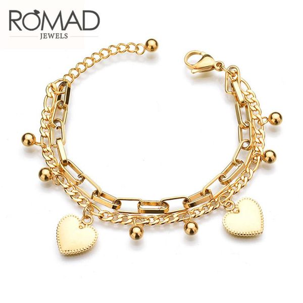 charm bracelets romad 2021 gold color multilayer beaded pendant and bangles fashion women heart bracelet jewelry accessories r4, Golden;silver
charm bracelets romad 2021 gold color multilayer beaded pendant and bangles fashion women heart bracelet jewelry accessories r4, Golden;silver