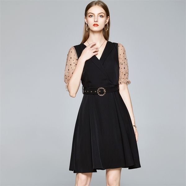 women summer v-neck short sleeve dresses elegant mesh print patchwork dress vestidos robe femme 210520, Black;gray
women summer v-neck short sleeve dresses elegant mesh print patchwork dress vestidos robe femme 210520, Black;gray