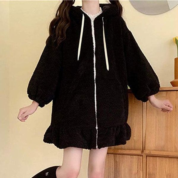 women's hoodies & sweatshirts winter warm fleece oversized women zip up hoodie loose long sleeves hooded outwear korean fashion female, Black
women's hoodies & sweatshirts winter warm fleece oversized women zip up hoodie loose long sleeves hooded outwear korean fashion female, Black