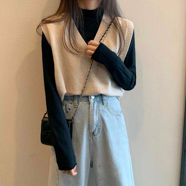 spring korean women vest preppy style casual v-neck knitted vests women clothing 210915, Black;white
spring korean women vest preppy style casual v-neck knitted vests women clothing 210915, Black;white