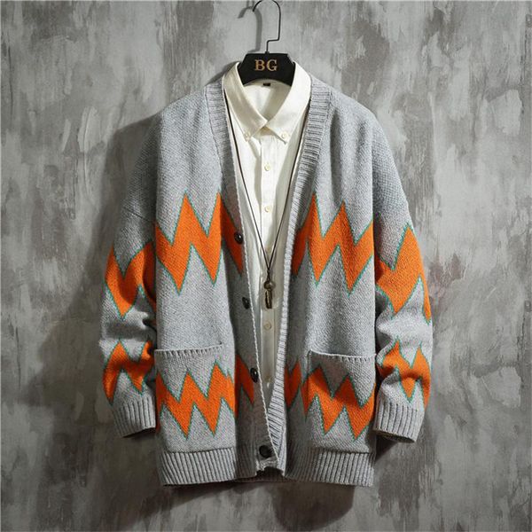 men's sweaters autumn and winter geometric diamond lattice knitted cardigan retro ins sweater college style loose casual couple coat, White;black
men's sweaters autumn and winter geometric diamond lattice knitted cardigan retro ins sweater college style loose casual couple coat, White;black