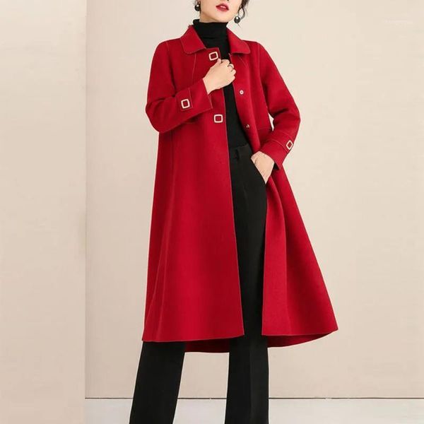 women's wool & blends double-sided cashmere coat women mid-length 2021 spring autumn high-quality loose elegant woolen jacket fashion, Black
women's wool & blends double-sided cashmere coat women mid-length 2021 spring autumn high-quality loose elegant woolen jacket fashion, Black