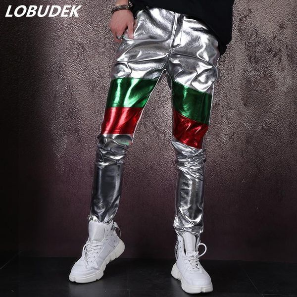 men's pants punk style silver pu leather casual nightclub male singer concert bar stage long hip hop dance costume, Black
men's pants punk style silver pu leather casual nightclub male singer concert bar stage long hip hop dance costume, Black
