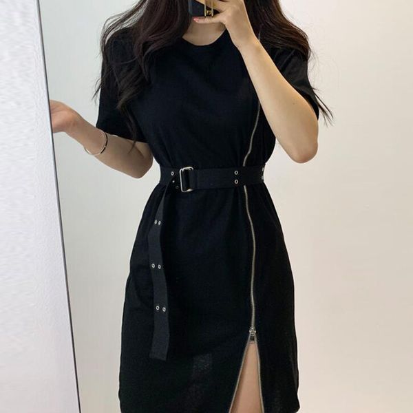 woman dress black irregular casual zipper clothing short sleeve high waist summer a-line office lady fashion dresses, Black;gray
woman dress black irregular casual zipper clothing short sleeve high waist summer a-line office lady fashion dresses, Black;gray