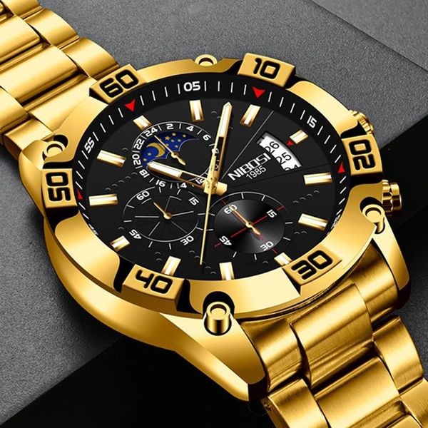 wristwatches nibosi men watches sport watch gold chronograph quartz man stainless steel male clock reloj hombre, Slivery;brown
wristwatches nibosi men watches sport watch gold chronograph quartz man stainless steel male clock reloj hombre, Slivery;brown