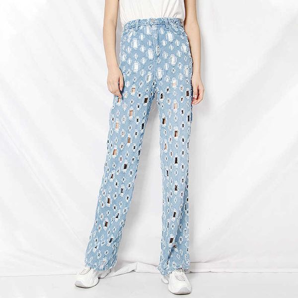fashion jeans personalized pierced women's autumn 2021 worn-out wash rough ee loose denim wide leg pants, Blue
fashion jeans personalized pierced women's autumn 2021 worn-out wash rough ee loose denim wide leg pants, Blue