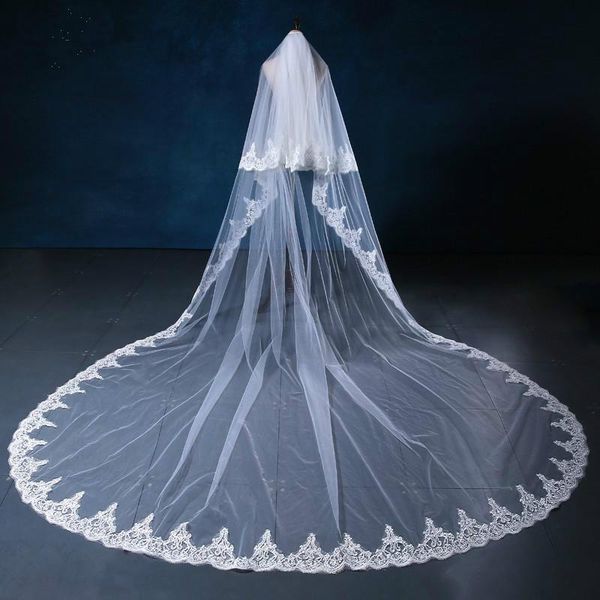 bridal veils white and ivory cathedral length veil lace edge wedding accessories with comb veu de noiva longo, Black
bridal veils white and ivory cathedral length veil lace edge wedding accessories with comb veu de noiva longo, Black