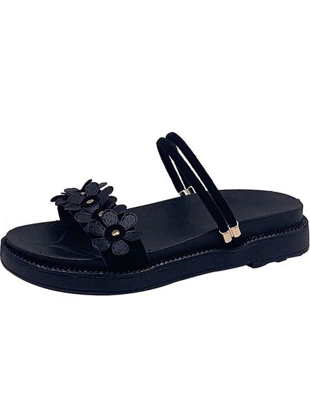 summer women's slippers korean fashion mid-heel flat flowers sweet temperament casual beach shoes for outer wear., Black
summer women's slippers korean fashion mid-heel flat flowers sweet temperament casual beach shoes for outer wear., Black