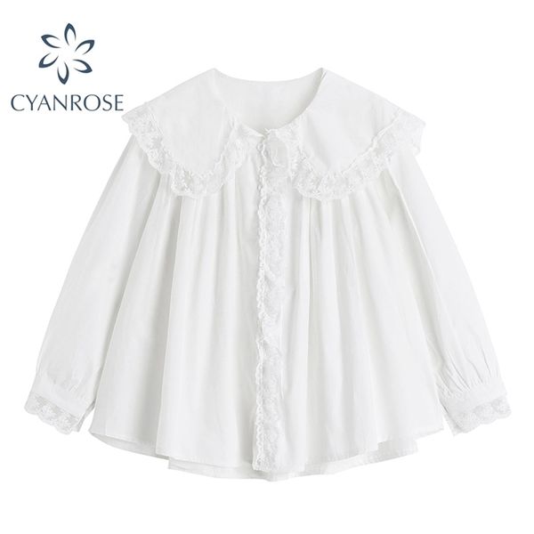 oversized cardigan white women's blouse vintage peter pan collar sweet casual long sleeve shirts lace spliced blusas 210515
oversized cardigan white women's blouse vintage peter pan collar sweet casual long sleeve shirts lace spliced blusas 210515