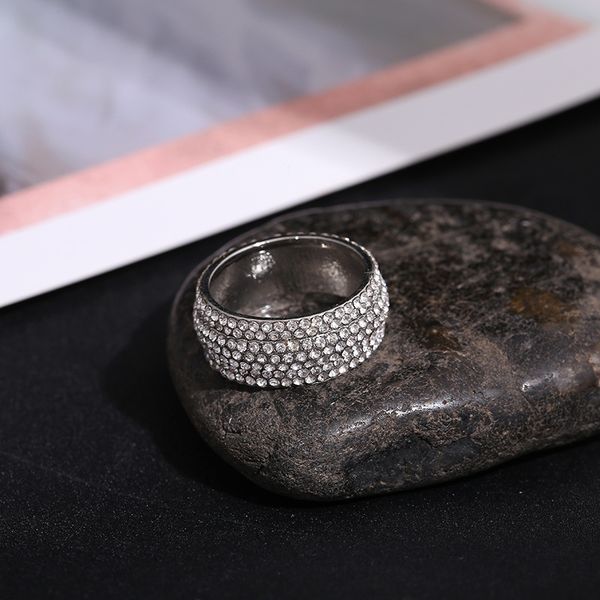 luxury jewelry pave setting full 360pcs simulated diamond cz stone rings engagement wedding finger ring for men women ring 592 q2, Silver