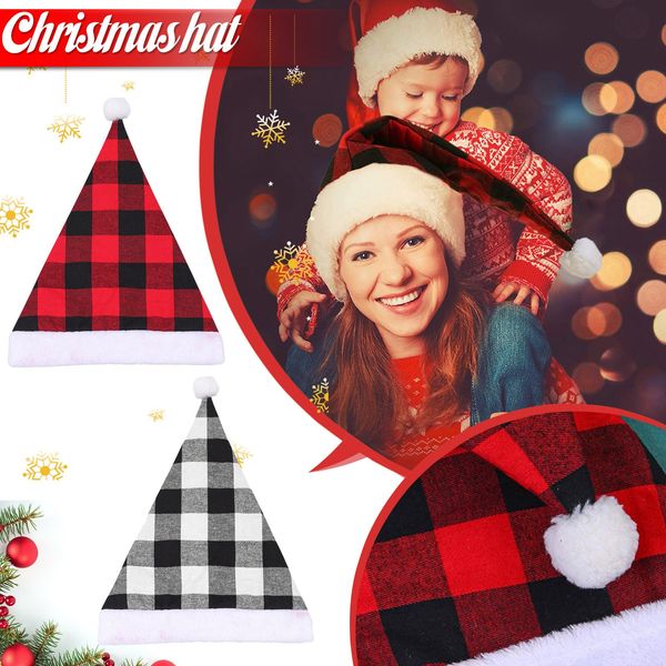 red white plaid christmas hats size checkered cotton fabric santa claus cap xmas navidad party decoration gifts a40, Blue;gray
red white plaid christmas hats size checkered cotton fabric santa claus cap xmas navidad party decoration gifts a40, Blue;gray