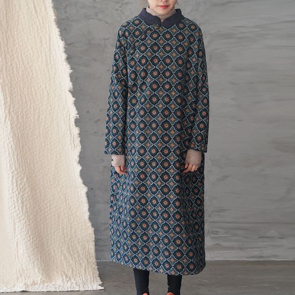 Casual Dresses Johnature Winter Loose Retro Plate Buckle Stand Long Sleeve Dress Simple Fashion Floral Print Women Thick Cotton UGDS, Black;gray
Casual Dresses Johnature Winter Loose Retro Plate Buckle Stand Long Sleeve Dress Simple Fashion Floral Print Women Thick Cotton UGDS, Black;gray
