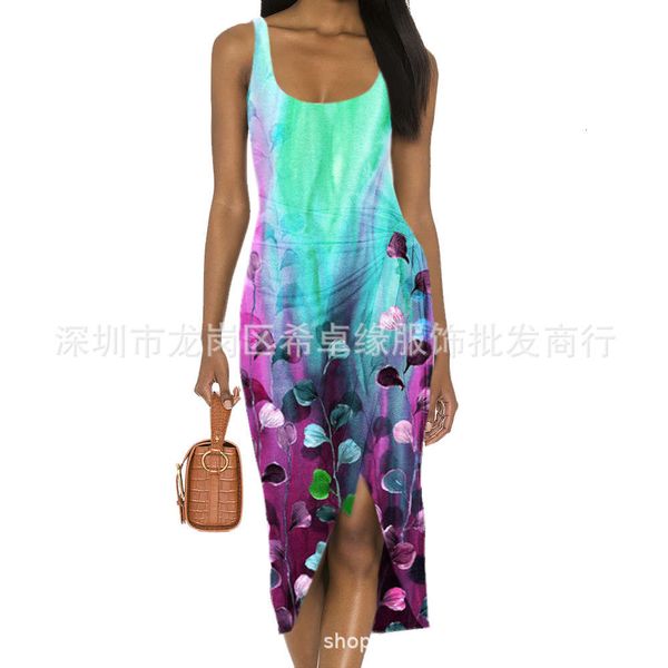 urban leisure sleeveless printed dress women's suspender mid waist long skirt, Black;gray
urban leisure sleeveless printed dress women's suspender mid waist long skirt, Black;gray
