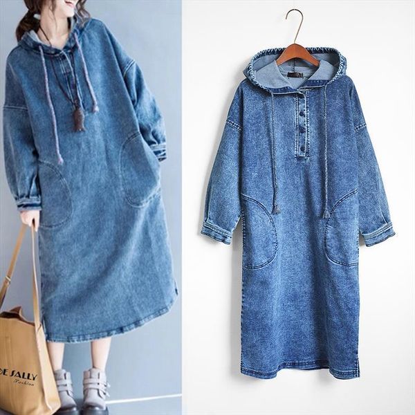 vintage 2021 women sleeve with hood denim dress plus female size long spring dresst382, Black;gray
vintage 2021 women sleeve with hood denim dress plus female size long spring dresst382, Black;gray