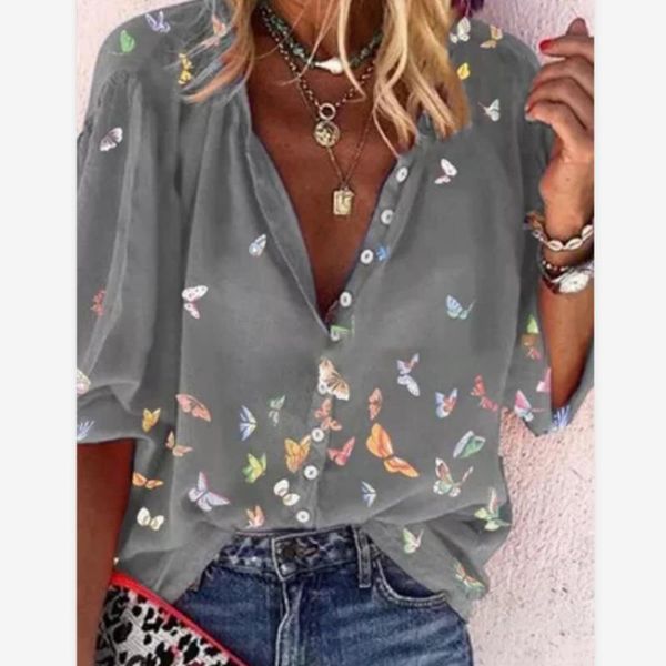 women's blouses & shirts women 2021 spring casual shirt butterfly print buttons lady v-neck long sleeve blouse female, White
women's blouses & shirts women 2021 spring casual shirt butterfly print buttons lady v-neck long sleeve blouse female, White