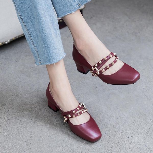 dress shoes 2021 british style spring high heels women's pumps genuine leather rivet gladiator mary jane ladies dating femme, Black
dress shoes 2021 british style spring high heels women's pumps genuine leather rivet gladiator mary jane ladies dating femme, Black