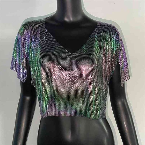 metal sequined v neck t shirt women ruffle sleeve shiny colorful casual loose tees female fashion streetwear 210708, White
metal sequined v neck t shirt women ruffle sleeve shiny colorful casual loose tees female fashion streetwear 210708, White