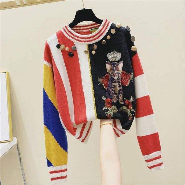 women's sweaters fashion sweater woman autumn crown cat flower embroidery vintage button decorative stitching short, White;black
women's sweaters fashion sweater woman autumn crown cat flower embroidery vintage button decorative stitching short, White;black