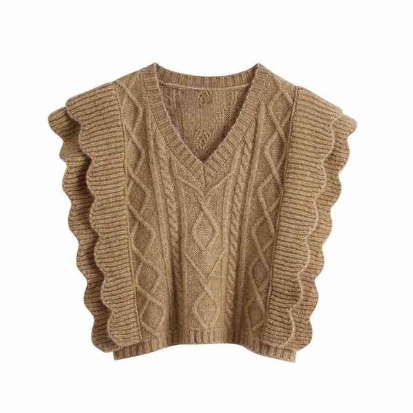 women cable-knit vest sweater v-neck waistcoat ruffle trim pullover warm knitted tank 210520, Black;white
women cable-knit vest sweater v-neck waistcoat ruffle trim pullover warm knitted tank 210520, Black;white