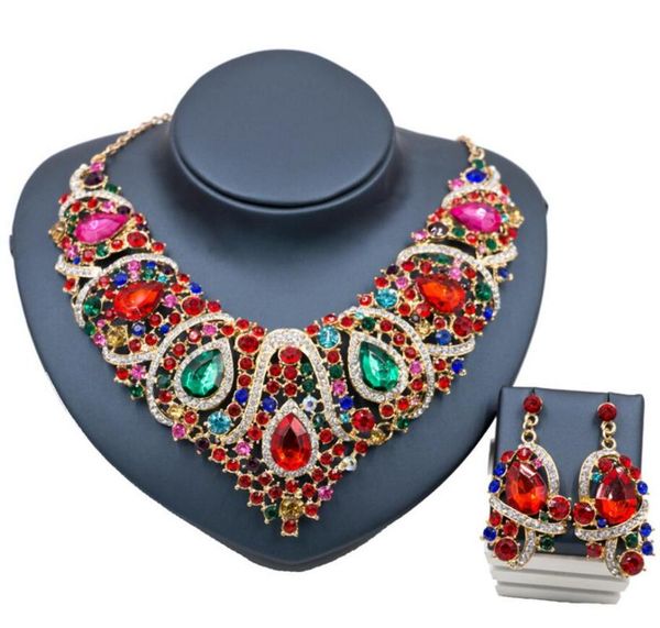 earrings & necklace women statement india style sets bridal wedding party water drop golden crystal jewelry, Silver
earrings & necklace women statement india style sets bridal wedding party water drop golden crystal jewelry, Silver