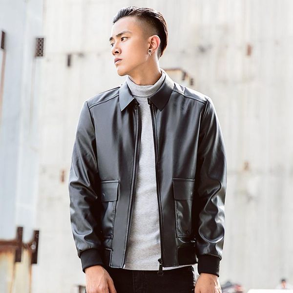 men's fur & faux young fashion leather jacket lapels male leisure pu, Black
men's fur & faux young fashion leather jacket lapels male leisure pu, Black