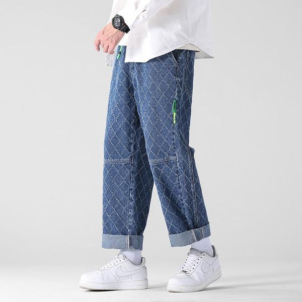 men's jeans 2021 autumn elastic waist denim wide-leg pants streetwear jacquard pattern baggy male brand clothes, Blue
men's jeans 2021 autumn elastic waist denim wide-leg pants streetwear jacquard pattern baggy male brand clothes, Blue