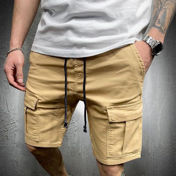 men's shorts cotton men summer cargo casual street wear solid color fashion clothing male bermudas drawstring 2021, White;black 
men's shorts cotton men summer cargo casual street wear solid color fashion clothing male bermudas drawstring 2021, White;black