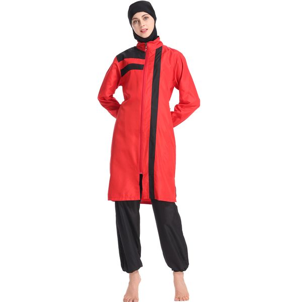 muslim swimwear islamic women zipper full coverage beach sun protection sports 3 piece sets bathing suit swim surf wear swimsuit, Red
muslim swimwear islamic women zipper full coverage beach sun protection sports 3 piece sets bathing suit swim surf wear swimsuit, Red
