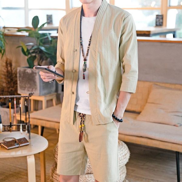 men's tracksuits summer style frog retro flax set chinese-style short sleeve t-shirt shorts loose thin two-piece, Gray
men's tracksuits summer style frog retro flax set chinese-style short sleeve t-shirt shorts loose thin two-piece, Gray