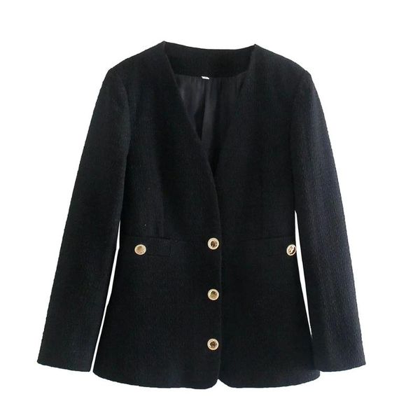 women's suits & blazers dylqfs 2021 autumn tweed black women vintage long sleeve slim office lady blazer female single-breasted streetw, White;black
women's suits & blazers dylqfs 2021 autumn tweed black women vintage long sleeve slim office lady blazer female single-breasted streetw, White;black