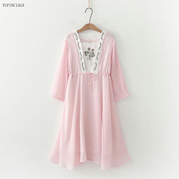 summer women mori girl style long sleeve dresses sweet lovely flower embroidered cotton dress pink blue 2114151 casual, Black;gray
summer women mori girl style long sleeve dresses sweet lovely flower embroidered cotton dress pink blue 2114151 casual, Black;gray