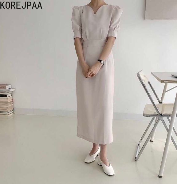 korejpaa women dress summer korean chic female elegant temperament v-neck pleated slimming puff sleeve split vestidos 210526, Black;gray
korejpaa women dress summer korean chic female elegant temperament v-neck pleated slimming puff sleeve split vestidos 210526, Black;gray