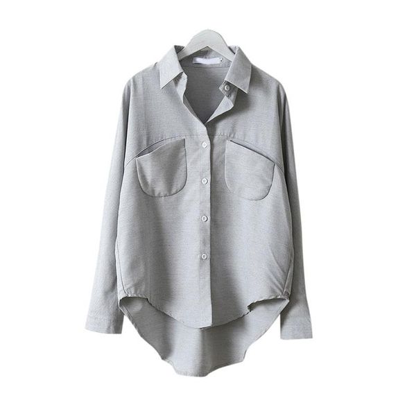 women blouse long sleeve shirt vintage with pockets solid color for spring summer k2 women's blouses & shirts, White
women blouse long sleeve shirt vintage with pockets solid color for spring summer k2 women's blouses & shirts, White