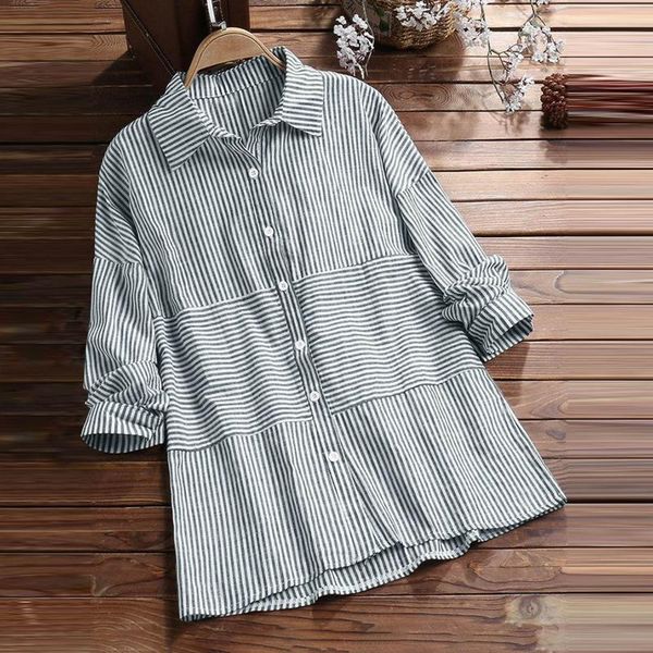 women's blouses & shirts casual striped shirt blouse long sleeve printing button turn-down collar ladies, White
women's blouses & shirts casual striped shirt blouse long sleeve printing button turn-down collar ladies, White