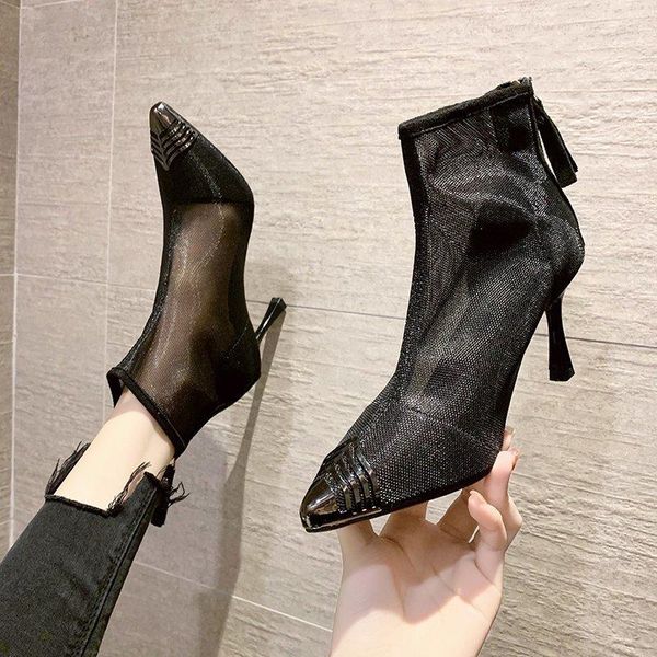 dress shoes 2021 summer women mesh boots hollow out fashion sandals ladies british style pointed toe ankle high heels for women's, Black
dress shoes 2021 summer women mesh boots hollow out fashion sandals ladies british style pointed toe ankle high heels for women's, Black