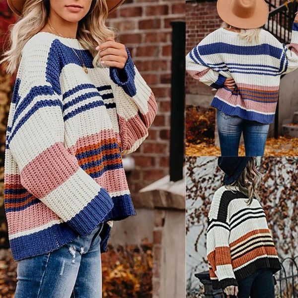 women's sweaters women long sleeve crew neck sweater chunky knit color block striped jumper u50c, White;black
women's sweaters women long sleeve crew neck sweater chunky knit color block striped jumper u50c, White;black